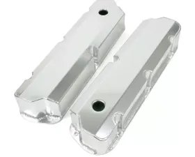 Top Street Performance Valve Covers; Fab. Alum.; Short Bolt with Holes SBF; Clear Anodized