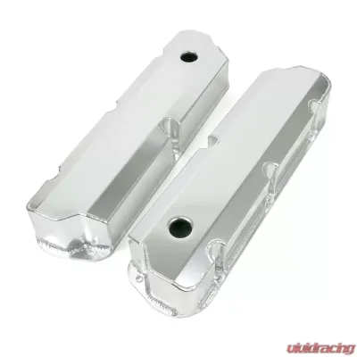 Top Street Performance Valve Covers; Fab. Alum.; Short Bolt with Holes SBF; Clear Anodized - JM8093-8CA