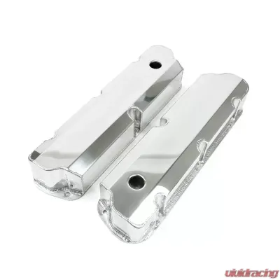 Top Street Performance Valve Covers; Fab. Alum.; Short Bolt with Holes SBF; Polished - JM8093-8P