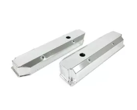 Top Street Performance Valve Covers; Fab. Alum.; Long Bolt with Holes Chrysler BB; Clear Anodized