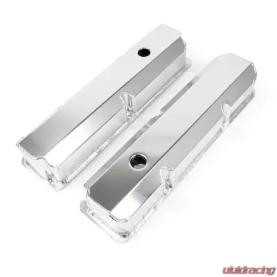 Top Street Performance Valve Covers; Fab. Alum.; Short Bolt with Holes Ford FE; Clear Anodized - JM8098-8CA