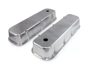 Top Street Performance Valve Covers; Cast Alum.; Smooth; Short Bolt with Holes; BBC; Polished