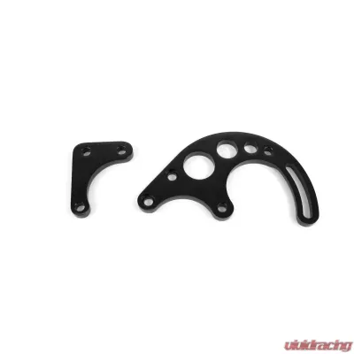 Top Street Performance Power Steering Saginaw Bracket; Aluminum SBC LWP 2-Piece; Black - JM9105-1BK