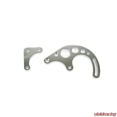 Top Street Performance Power Steering Saginaw Bracket; Aluminum SBC LWP 2-Piece; Chrome - JM9105-1C