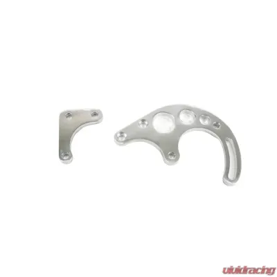 Top Street Performance Power Steering Saginaw Bracket; Aluminum SBC LWP 2-Piece; Polished - JM9105-1P