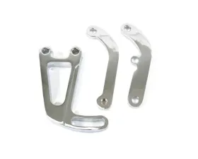 Top Street Performance Power Steering Saginaw Bracket; Aluminum SBC Long Water Pump; Chrome