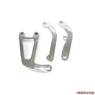 Top Street Performance Power Steering Saginaw Bracket; Aluminum SBC Long Water Pump; Chrome - JM9105C