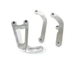 Top Street Performance Power Steering Saginaw Bracket; Aluminum SBC Long Water Pump; Polished