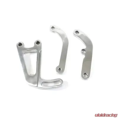 Top Street Performance Power Steering Saginaw Bracket; Aluminum SBC Long Water Pump; Polished - JM9105P