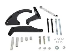 Top Street Performance A/C Compressor Sanden 508 Bracket; Aluminum SBC Long Water Pump; Black