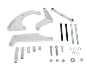 Top Street Performance A/C Compressor Sanden 508 Bracket; Aluminum SBC Long Water Pump; Chrome