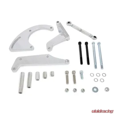 Top Street Performance A/C Compressor Sanden 508 Bracket; Aluminum SBC Long Water Pump; Chrome - JM9106C