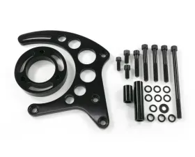 Top Street Performance Alternator 10SI Bracket; Aluminum SBC High-mount Long Water Pump; Black