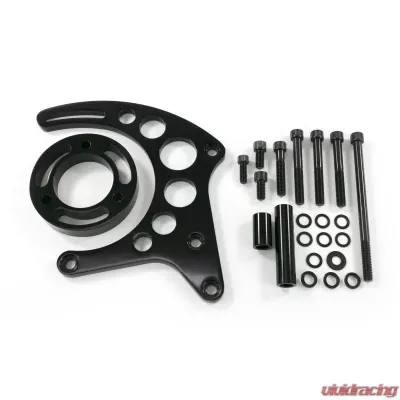 Top Street Performance Alternator 10SI Bracket; Aluminum SBC High-mount Long Water Pump; Black - JM9121BK