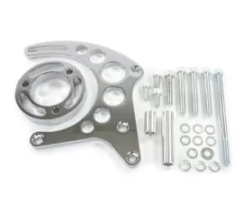 Top Street Performance Alternator 10SI Bracket; Aluminum SBC High-mount Long Water Pump; Chrome