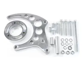 Top Street Performance Alternator 10SI Bracket; Aluminum SBC High-mount Long Water Pump; Polished