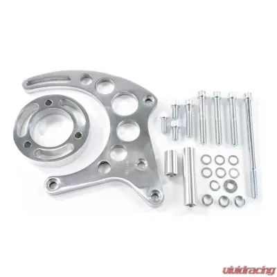 Top Street Performance Alternator 10SI Bracket; Aluminum SBC High-mount Long Water Pump; Polished - JM9121P
