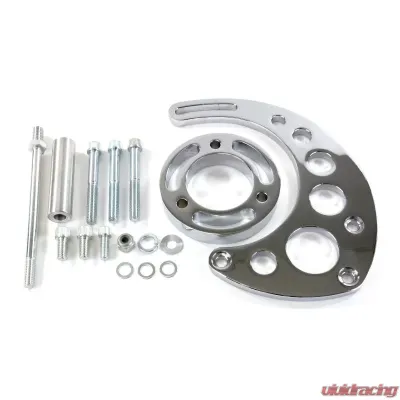 Top Street Performance Alternator 10SI Bracket; Aluminum BBC High-mount Long Water Pump; Chrome - JM9123C
