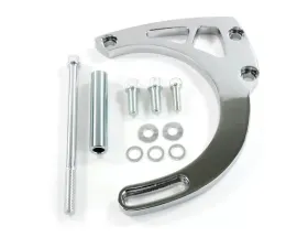 Top Street Performance Alternator 10SI Bracket; Aluminum SBC Mid-mount Long Water Pump; Chrome