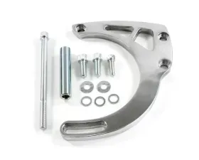Top Street Performance Alternator 10SI Bracket; Aluminum SBC Mid-mount Long Water Pump; Polished
