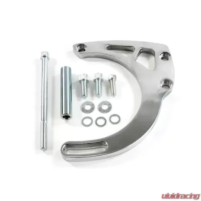 Top Street Performance Alternator 10SI Bracket; Aluminum SBC Mid-mount Long Water Pump; Polished - JM9131P