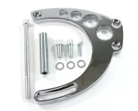 Top Street Performance Alternator 10SI Bracket; Aluminum BBC Mid-mount Long Water Pump; Chrome