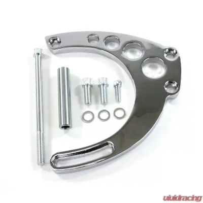 Top Street Performance Alternator 10SI Bracket; Aluminum BBC Mid-mount Long Water Pump; Chrome - JM9133C