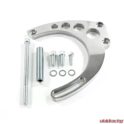 Top Street Performance Alternator 10SI Bracket; Aluminum BBC Mid-mount Long Water Pump; Polished - JM9133P