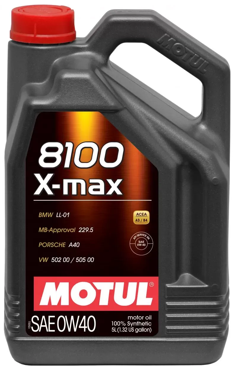 Motul 8100 X-MAX 0W40 Synthetic Engine Oil 5L (1.3 gal.) - 104533