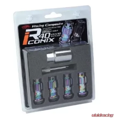 Project Kics R40 Iconix 12x1.25 Neo Chrome 4pc Lug Nut Set w/ Black Plastic Cap - WYIF43NK