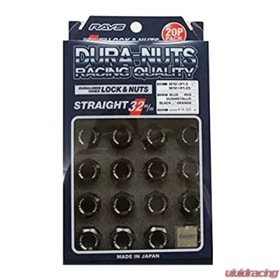 Rays L32 Dura-Nut Straight Type Lug & Lock Set - 12x1.25 Black - WDURA3212125B