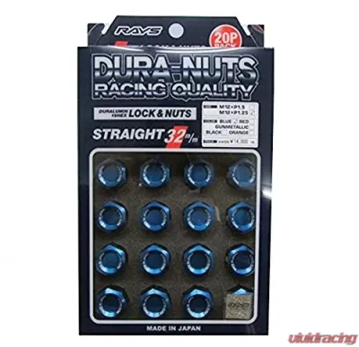 Rays L32 Dura-Nut Straight Type Lug & Lock Set - 12x1.25 Blue - WDURA3212125U