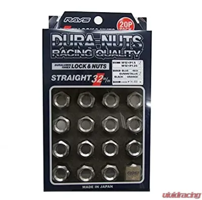 Rays L32 Dura-Nut Straight Type Lug & Lock Set - 12x1.25 Gunmetallic - WDURA3212125G