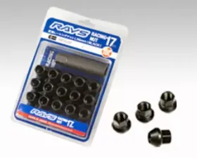 Rays 17Hex L25 Short Type Racing Nut 16pc Set - 12x1.25 Black Chromate