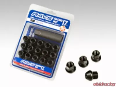 Rays 17Hex L25 Short Type Racing Nut 16pc Set - 12x1.25 Black Chromate - W17RN12125BL25