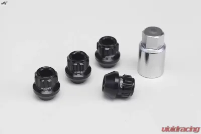 Rays 17Hex L25 Short Type Racing Lock Nut 4pcs Set - 12x1.25 Black Chromate - W17RN12125BL254LP