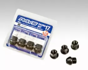 Rays 17Hex L25 Short Type Racing Nut 4pc Set - 12x1.25 Black Chromate