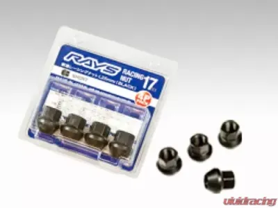 Rays 17Hex L25 Short Type Racing Nut 4pc Set - 12x1.25 Black Chromate - W17RN12125BL254P