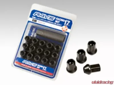 Rays 17Hex L35 Medium Type Racing Nut 16pc Set - 12x1.25 Black Chromate - W17RN12125BL35