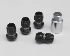 Rays 17Hex L35 Medium Type Racing Lock Nut 4pcs Set - 12x1.25 Black Chromate
