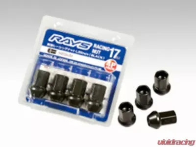 Rays 17Hex L35 Medium Type Racing Nut 4pc Set - 12x1.25 Black Chromate - W17RN12125BL354P