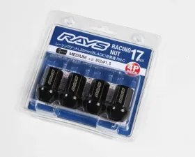 Rays 17Hex L35 Closed End Racing Nuts 4pc Set - 12x1.25 Black Chromate