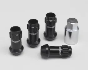 Rays 17Hex L48 Long Type Racing Lock Nut 4pcs Set - 12x1.25 Black Chromate