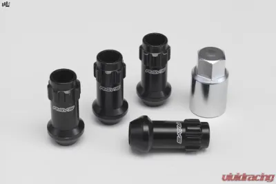 Rays 17Hex L48 Long Type Racing Lock Nut 4pcs Set - 12x1.25 Black Chromate - W17RN12125BL484LP