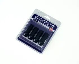 Rays 17Hex L48 Long Type Racing Nut 4pc Set - 12x1.25 Black Chromate