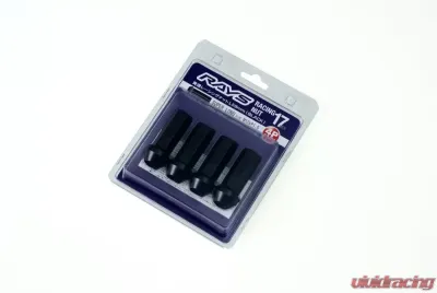 Rays 17Hex L58 Super Long Type Racing Nut 4pc Set - 12x1.25 Black Chromate - W17RN12125BL58