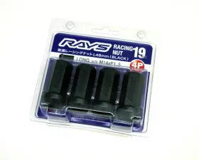 Rays 19Hex L48 Long Type Racing Nut 4pc Set - 14x1.5 Black