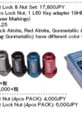 Rays Dura-Nut L42 Straight Type Lug Nut & Lock Set - 12x1.25 Gunmetallic                                     - WDURA4212125G - Image 4