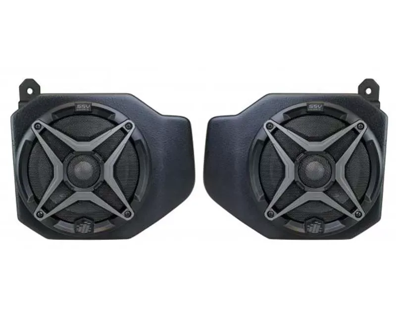 SSV Works Front Speaker Pods w/ Kicker Marine KM651 195 Watt 6 1/2 Inch Speaker Polaris Ranger XP1000 2018+ - RG4-F65K