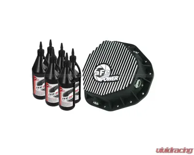 aFe Power Rear Differential Cover Machined Pro Series Dodge Diesel Trucks 03-05 with Gear Oil 6 QT. - 46-70092-WL
